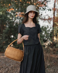 Juana Hemp Blend Button Front Top