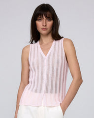 Sumire Open Knit Button Front Tank