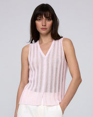 Sumire Open Knit Button Front Tank