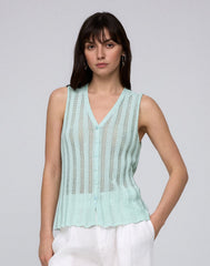 Sumire Open Knit Button Front Tank