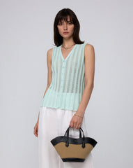 Sumire Open Knit Button Front Tank