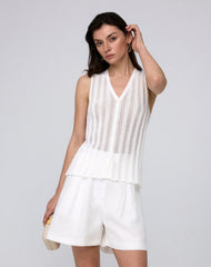 Sumire Open Knit Button Front Tank