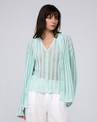 Sumire Open Knit Striped Cardigan