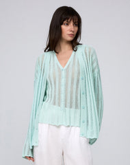Sumire Open Knit Striped Cardigan